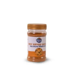 Jar of authentic Bangladeshi Beef Biryani masala blend with roasted whole spices for rich beef and aromatic rice dishes