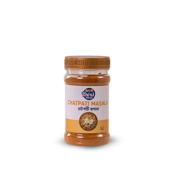 Jar of authentic Bangladeshi Chotpoti Chatpati masala blend with roasted spices for street-style chotpoti and fuchka