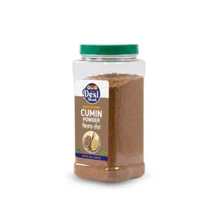 Jar of 100% pure dry-roasted Bangladeshi cumin powder for dal and bhuna finishing