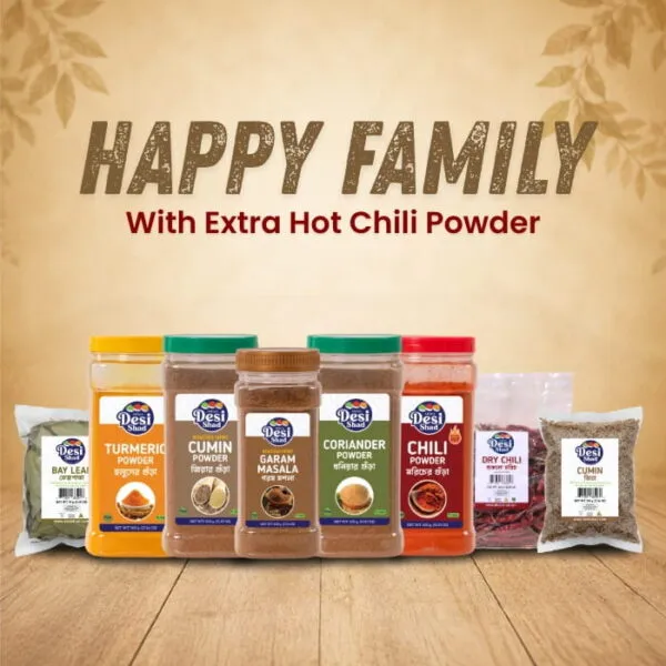 Desi Shad Happy Family spice combo bundle featuring essential Bangladeshi cooking spices and curry masala jars for home kitchens