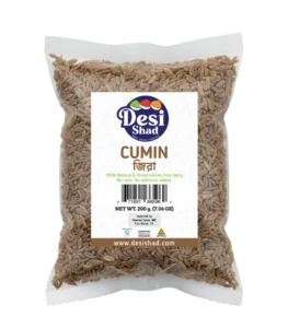 Jar of premium whole Bangladeshi cumin seeds (Jeera) for aromatic tempering, dal tadka, and dry roasting